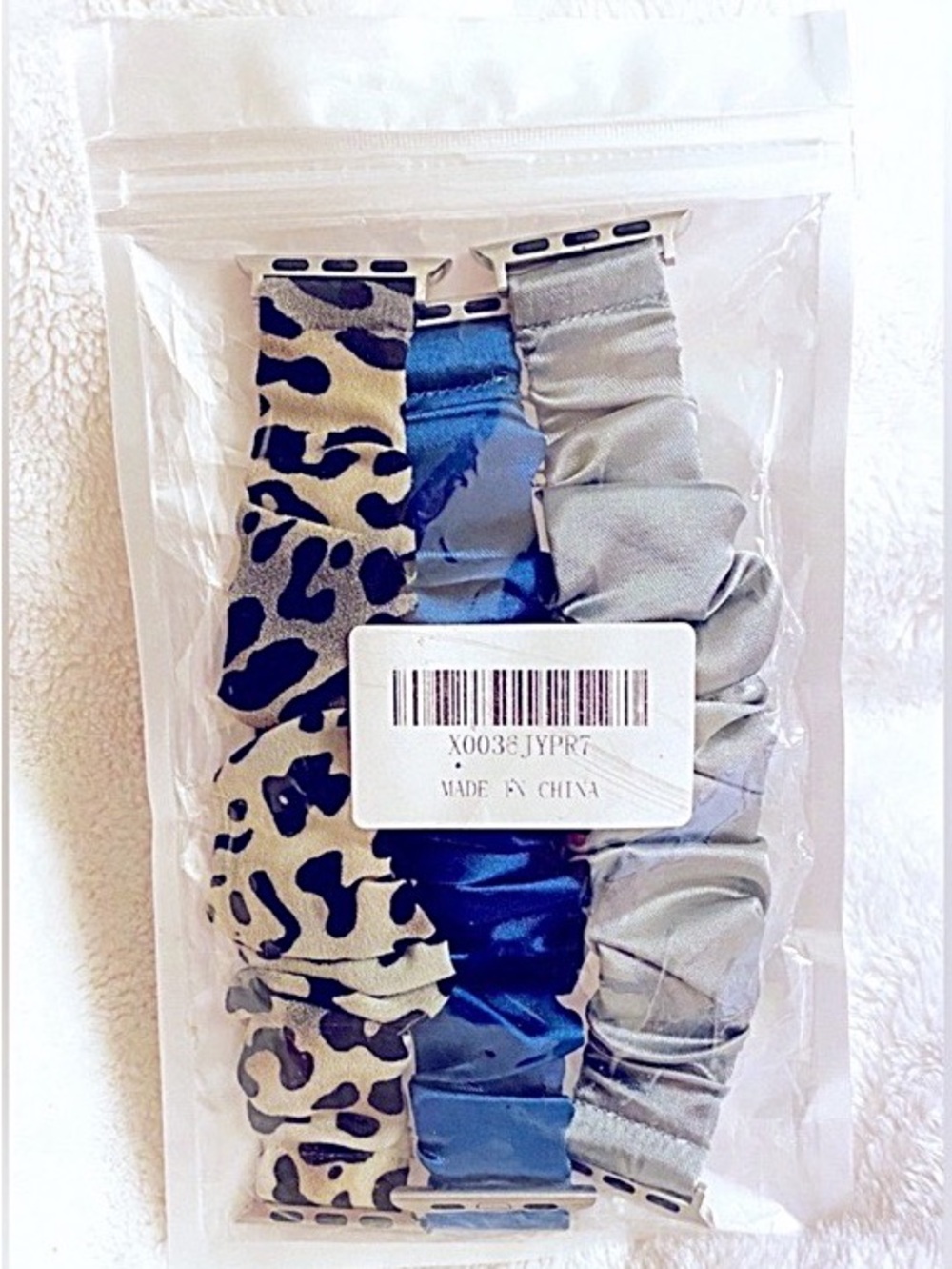 🆕 Scrunchie-Style Replacement Watch Bands - Blue, Gray, Leopard